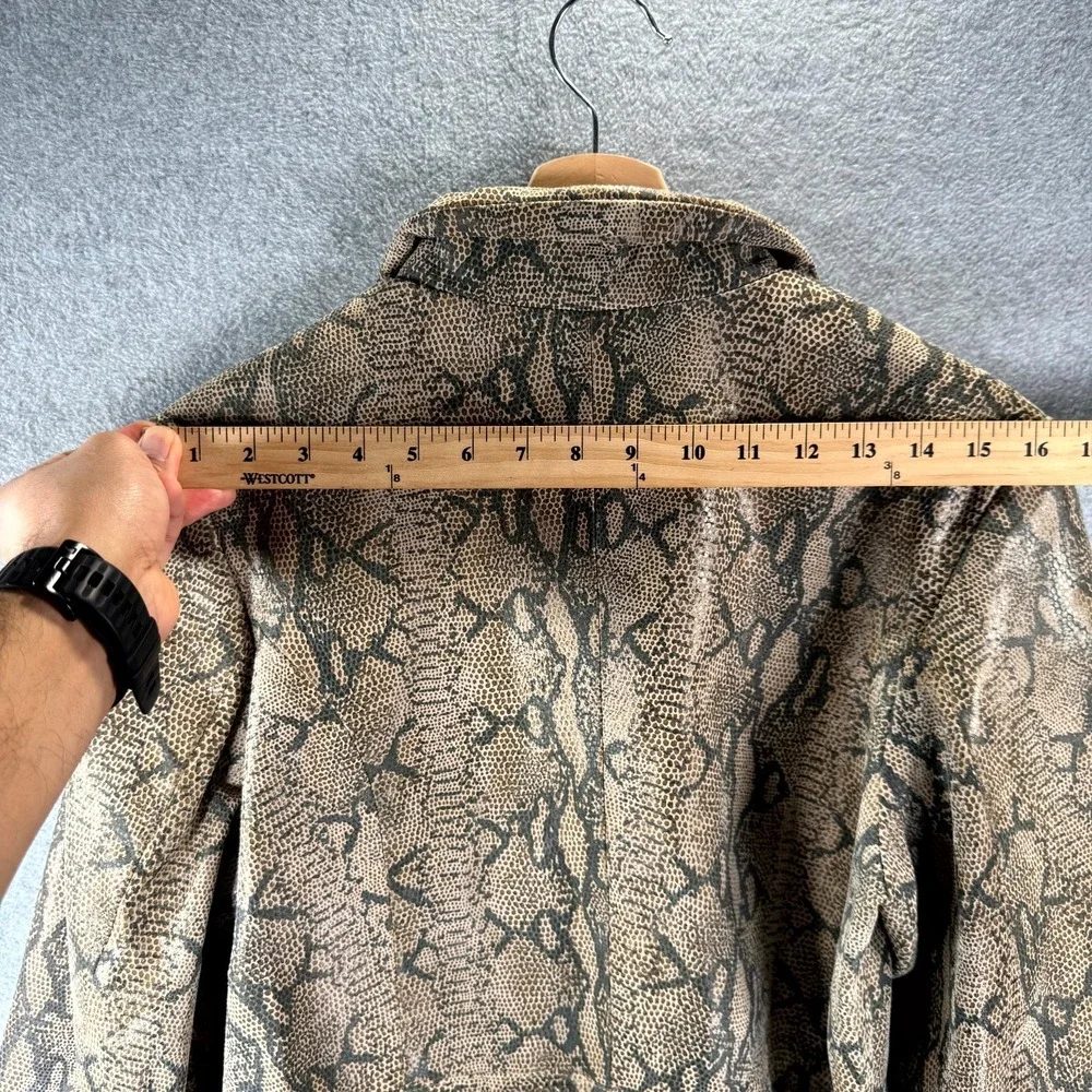 Vintage‎ Steve Madden Leather Jacket Womens Medium Brown Snake Print Full Zip